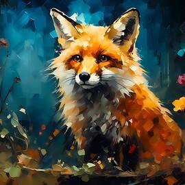 An Abstract Expressionist interpretation  curious journey of a fox through the woods No 1 by Andre Petrov