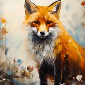An Abstract Expressionist interpretation  curious journey of a fox through the woods No 2 by Andre Petrov