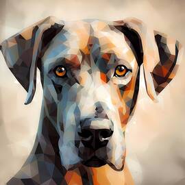An abstract portrait of a Great Dane dog fractured into geometrical shapes No 1 by Andre Petrov