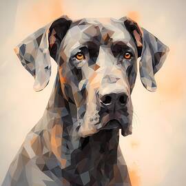 An abstract portrait of a Great Dane dog fractured into geometrical shapes No 2 by Andre Petrov