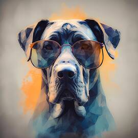 An abstract portrait of a great Dane dog in sunglasses No 2 by Andre Petrov