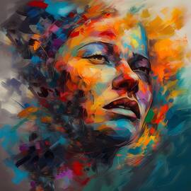 An abstract portrait of an artist with vibrant colors and shapes No 1 by Andre Petrov