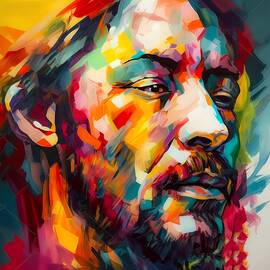 An abstract portrait of an artist with vibrant colors and shapes No 3 by Andre Petrov