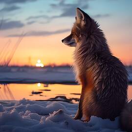 An Art Nouveau depiction of a curious fox exploring a mystical forest No 3 by Andre Petrov