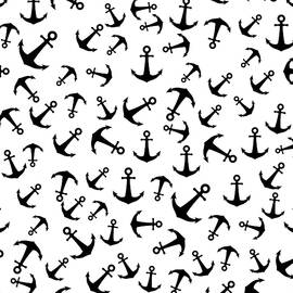 Anchor Pattern - Black and White by Studio Grafiikka