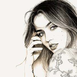 Anna De Armas portrait in black and white by Gradify Creations