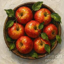 Apples in Wooden Bowl by Lucia Stewart