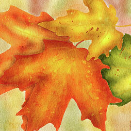 Artistic Hand-drawn Autumn Maple Leaves - Fall Decor for Home and Accessories by Snow Iris Studio