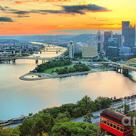 August Duquesne Incline Sunrise Panorama by Adam Jewell