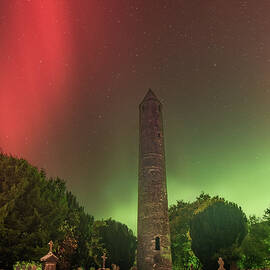 Aurora Over Round Tower, Glendalough by Adrian Hendroff