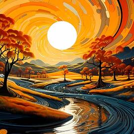 Autumn in New England in Futurist Style No 4 by Andre Petrov