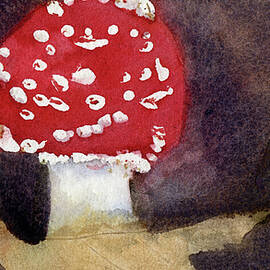 Autumn Leaves and Red Amanita Muscaria Mushroom by Elizabeth Reich