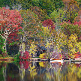 Autumn Reflections on Lake Waramaug by Dave King