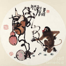 Baboon Playing by Wang Yani