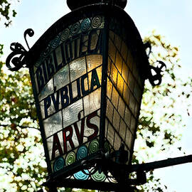 Barcelona Biblioteca Publica Arus Stained Glass Lamp in Catalonia Spain by Travel Essayist