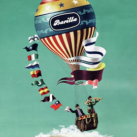 Barilla, hot air balloon - vintage Italian pasta advertising poster by Giuseppe Venturini