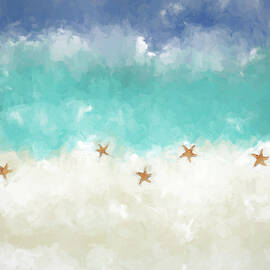 Beach Abstract with Starfish by Alison Frank
