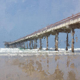 Beach Pier at Low Tide - Scripps Pier La Jolla by Alison Frank