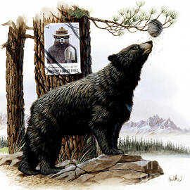 Bear Sniffing Beehive by Don Balke