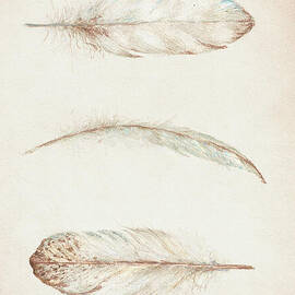 Beige Brown Feathers - Soft Pastel Painting by Aga Szafranska