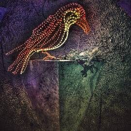 Bird and Nest at River of Lights Albuquerque Botanic Garden by Mary Lee Dereske