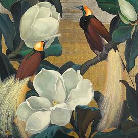 Birds of paradise with white magnolia by Jessie Arms Botke by Jessie Arms Botke