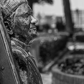 Black and White bust of Lawrence Durrell in Corfu by Steven Heap
