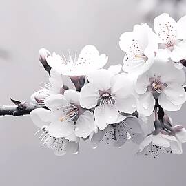 Black and White Film Photography of Sakura Blossoms in Japan No 2 by Andre Petrov