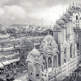 Black and White - Panorama from Palace of Winds Jaipur Rajasthan India by Stefano Senise