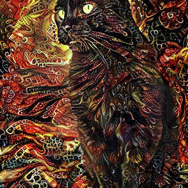 A Psychedelic Maine Coon Cat Named Chaos Poster by Peggy Collins