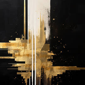 Black Gold White Abstract Artwork by Lourry Legarde