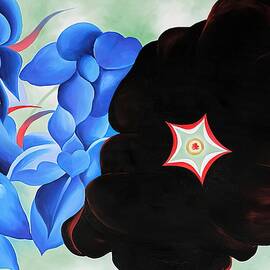 Black Hollyhock Blue Larkspur by Georgia O'Keeffe by Georgia O'Keeffe