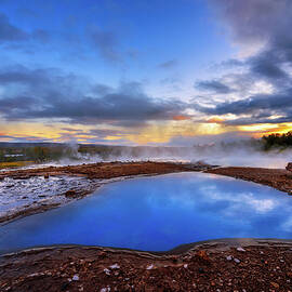 Blesi hot spring located in the Haukadalur geothermal area in Iceland by Miroslav Liska