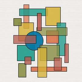 Mid Century Modern Blocks, Rectangles and Circles with horizontal Background by DB Artist