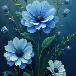 Blue Flax Wall Art Floral Oil Painting by Nature Oil Painting