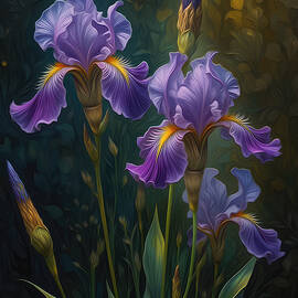 Blue Iris Oil Painting by Nature Oil Painting