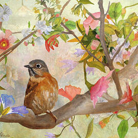 Bluebird On A Blossoming Branch by Angeles M Pomata