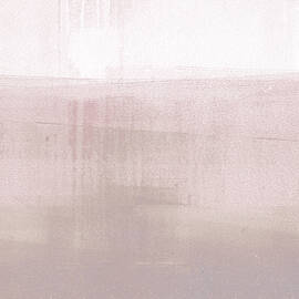 Blush Horizon 2 Pink and Grey Minimalist Abstract Landscape Painting by Janine Aykens