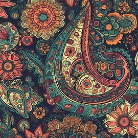 Bohemian pattern with paisleys and mandalas No 2 by Andre Petrov