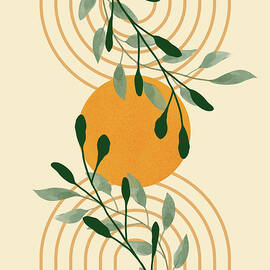 Boho Minimal sun art Prints Botanical art prints  by Raj