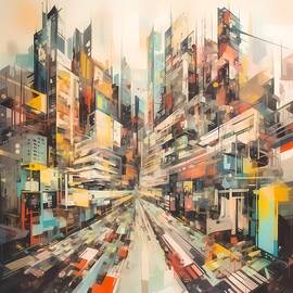  bold geometric representation of a bustling cityscape No 1 by Andre Petrov