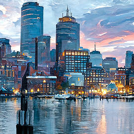 Boston Skyline, 05 by AM FineArtPrints