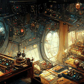 Bridge Of A Steampunk Air Ship by Ron Weathers
