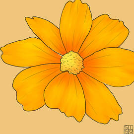 Bright Orange Cosmos Flower by Snow Iris Studio