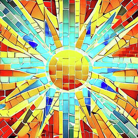 Broken Tile Sun Mosaic by David Manlove