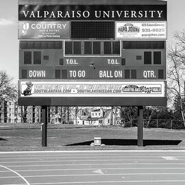Brown Field Scoreboard Valparaiso University Black and White Pho by Paul Velgos