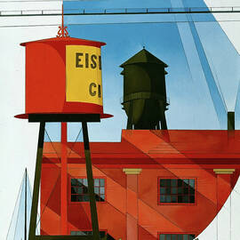 Building abstraction - industrial cityscape with water tower by Charles Demuth by Charles H B Demuth
