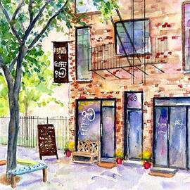 Bushwick Brooklyn New York Coffee Shop by Carlin Blahnik CarlinArtWatercolor