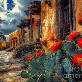 Cactus Blooms by Rustic Buildings by Ted Clifton