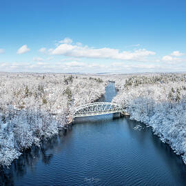 Canterbury Snowy Bridge Over River by Veterans Aerial Media LLC